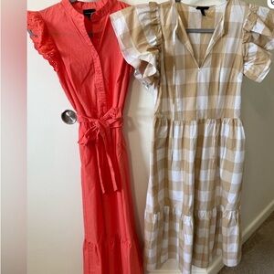 Coral Tie-Waist Maxi Dress with Eyelet Sleeve Detail